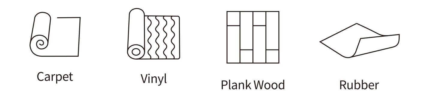 Suitable finishes: Carpet, Vinyl, Plank Wood, Rubber
