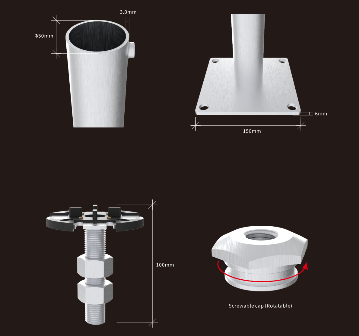 Customized raised access floor pedestal components