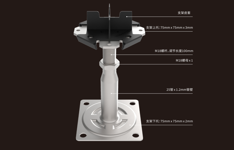 150 mm low-profile pedestal construction
